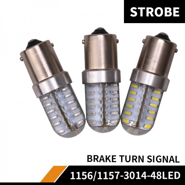 1156 BA15S 48SMD 3014 LED Strobe Flash Light Bulbs
