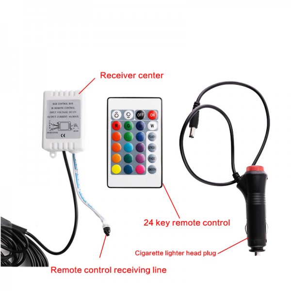  4 x 18LEDs Wireless Remote RGB styling Interior Car LED Atmosphere Light