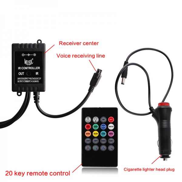  Car Led interior atmosphere light strip with music control SMD5050 18LED 