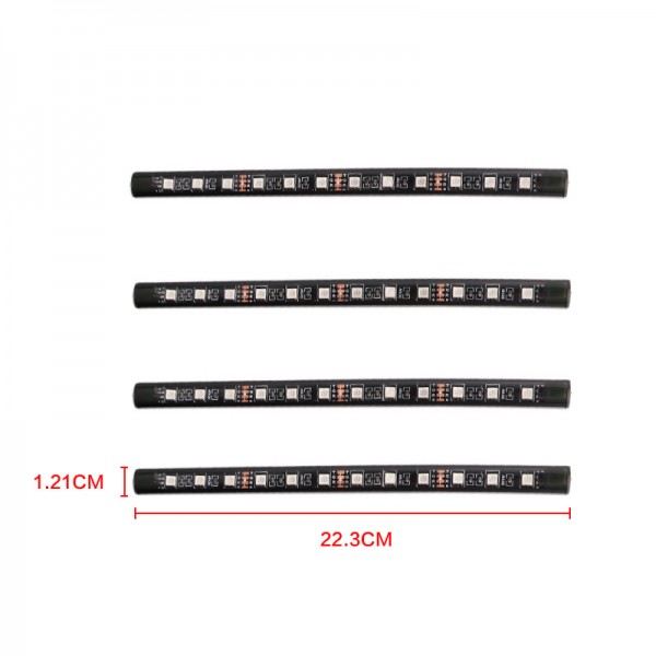 Car RGB 12LEDs Kit Interior Atmosphere Neon Lights Strip