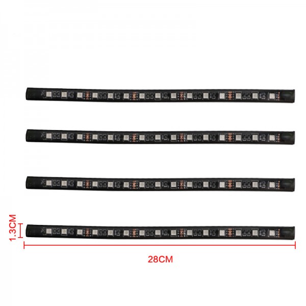Car RGB 4pcs 15LED Strip Lights 16 Colors Decorative Atmosphere Lamps