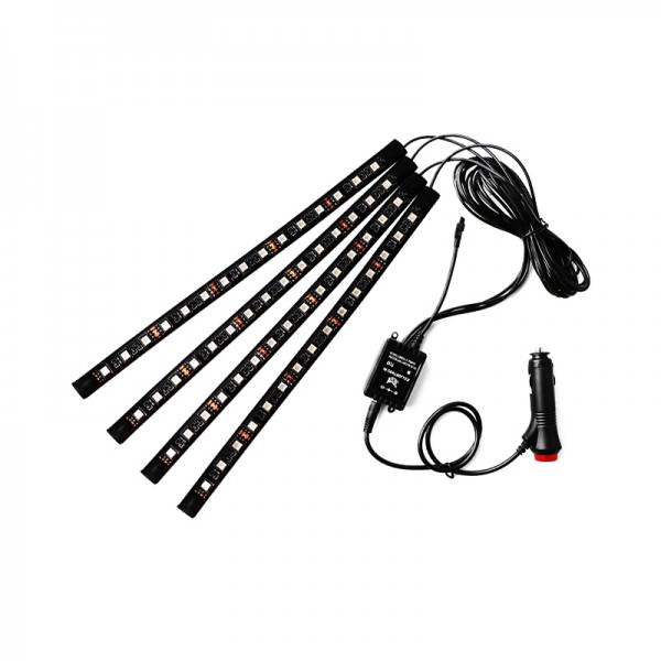 Car RGB 4pcs 15LED Strip Lights 16 Colors Decorative Atmosphere Lamps
