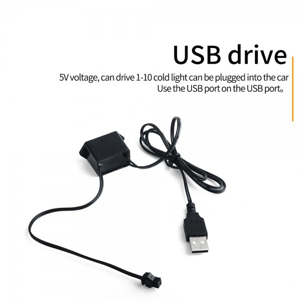USB Cold Light Strips Line Interior Decoration with Cigarette lighter