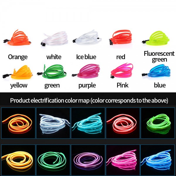 USB Cold Light Strips Line Interior Decoration with Cigarette lighter