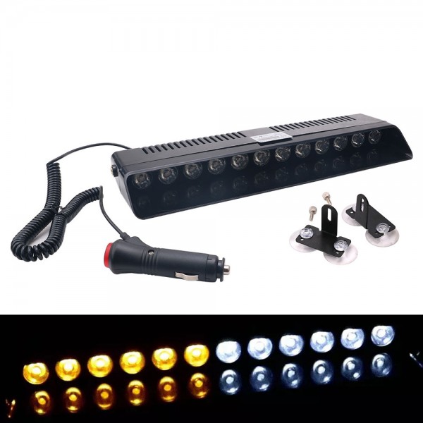 12 LED Lights LED Warning Visor Strobe Flash Light 