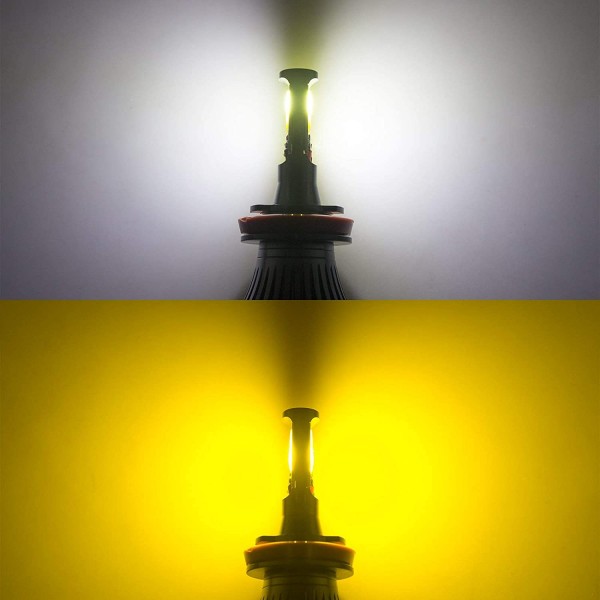  Switchback 6000K White / 3000K Golden Yellow Dual-Color COB LED Fog Light Lamp Bulbs DRL