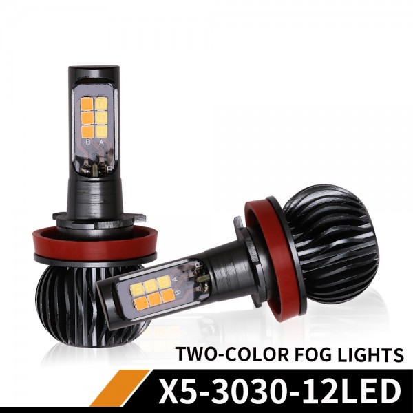 2pcs High Power 9005 9006 Dual Color LED Front Fog Lights