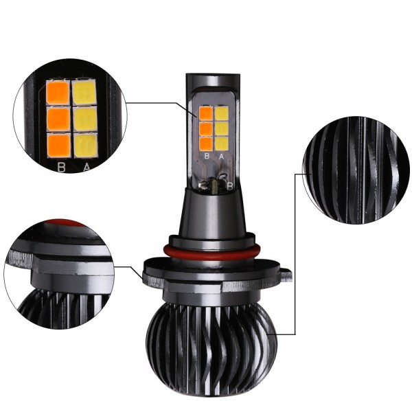 2pcs High Power 9005 9006 Dual Color LED Front Fog Lights