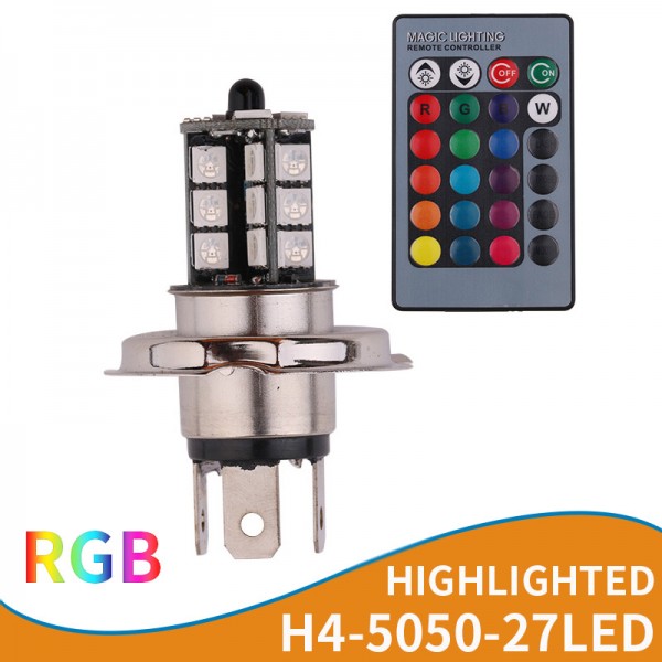 2pcs Remote Control Lights H4 5050 27SMD LED Bright Fog Bulbs