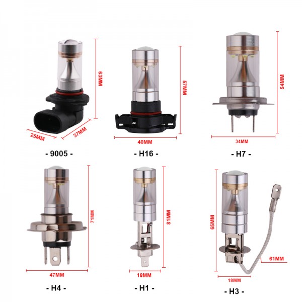 30W H1 H3 2525 SMD LED lens Fog Driving Bulb