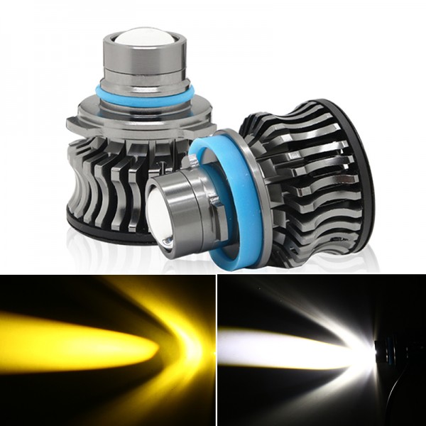 Auto LED Fog Lights Projector Lens Laser H7 H11 H8 H9 9005 HB3 9006 HB4 50W 2400LM White Amber LED Headlamp Driving Bulb