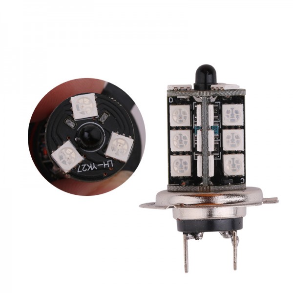Auto H7 5050 27SMD RGB Led Fog Light With Remote Control 