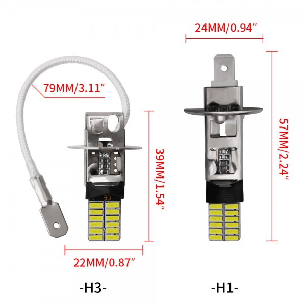 H1 H3 front back fog lamp car led