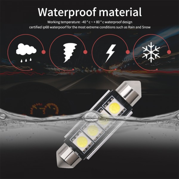 3 SMD 5050 LED Festoon 36mm 39mm bulb