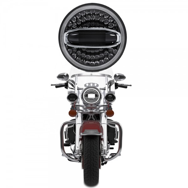 Led Motorcycle Headlight 7 inch Halo Headlight High Low Beam 108W 7" Lights For Harley