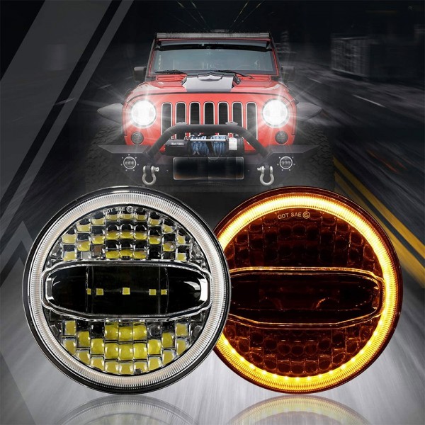 7 Inch Round Led Headlight 108W For Jeep Wrangler JK Yamaha Ford Lada Niva 4x4