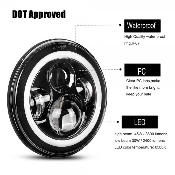 7 inch h4 led motorcycle headlight 0sram led For jeep wrangler jk parts car led headlamps 
