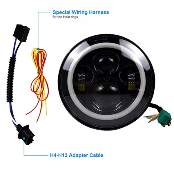 7 inch h4 led motorcycle headlight 0sram led For jeep wrangler jk parts car led headlamps 