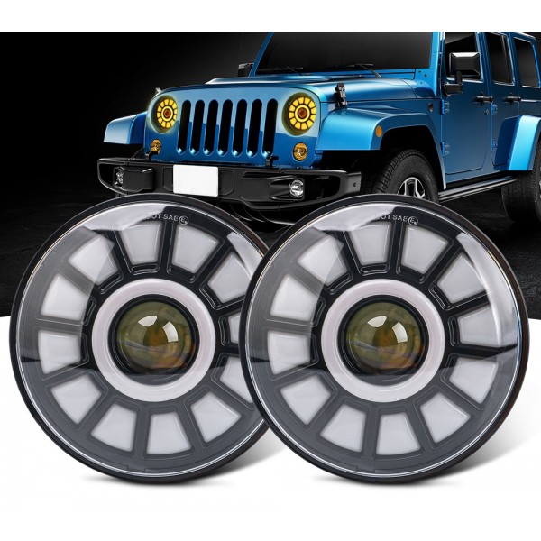 7inch round 50w motor car led work light for jeep with high low beam For Harley motorcycle led headlight