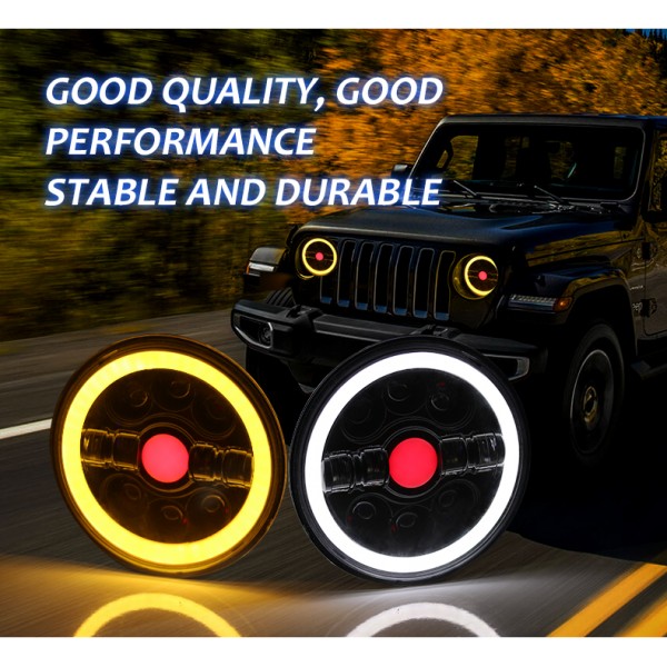 7inch round 50w motor car led work light for jeep with high low beam For Harley motorcycle led headlight