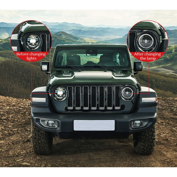 7inch round 50w motor car led work light for jeep with high low beam For Harley motorcycle led headlight