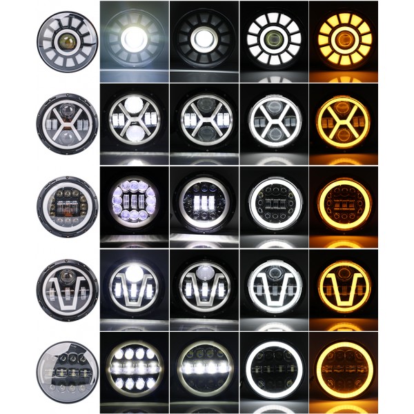 7inch round 50w motor car led work light for jeep with high low beam For Harley motorcycle led headlight