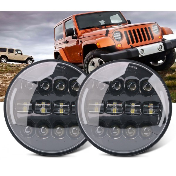  Auto Dual Color 12v 7" Motorcycle Car Round Led Projector Headlight for Jeep Harley Truck