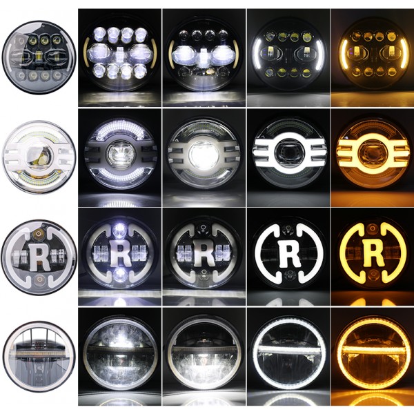 7inch round 50w motor car led work light for jeep with high low beam For Harley motorcycle led headlight