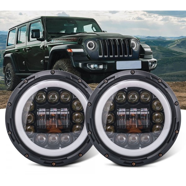 Led Headlight 7 Inch Hi-Lo Beam Compatible for Jeep Wrangler 1997-2016 Motorcycle Offroad