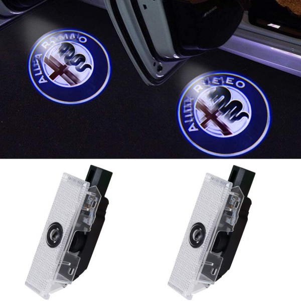 LED Car Door Welcome Light Laser Projector Logo Ghost Lamp For Alfa Romeo 159 Giulietta Giulia Mito Stelvio Brera Spide