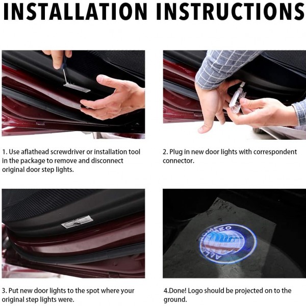 LED Car Door Welcome Light Laser Projector Logo Ghost Lamp For Alfa Romeo 159 Giulietta Giulia Mito Stelvio Brera Spide