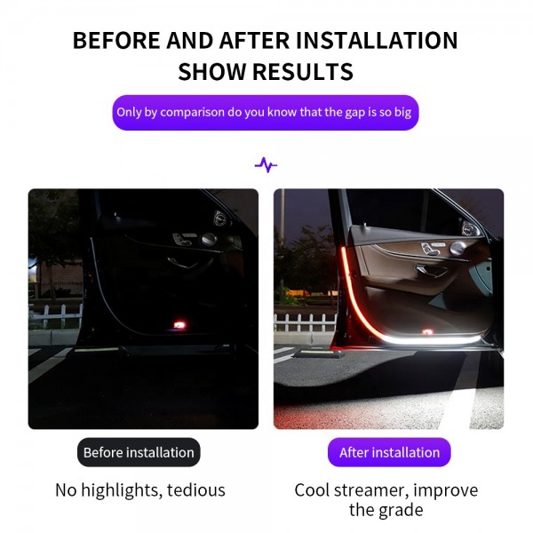 Car door warning lamp flashing signal led light anti-collision two-color streamer strip 