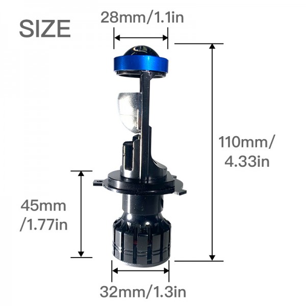 auto H4 led headlight mini Projector lens Canbus H4 LED car light bulb for hi/lo beam ice lamp 12V 35w 6000k white light