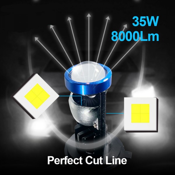 auto H4 led headlight mini Projector lens Canbus H4 LED car light bulb for hi/lo beam ice lamp 12V 35w 6000k white light