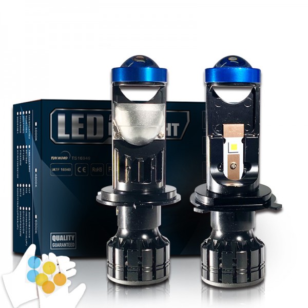 auto H4 led headlight mini Projector lens Canbus H4 LED car light bulb for hi/lo beam ice lamp 12V 35w 6000k white light