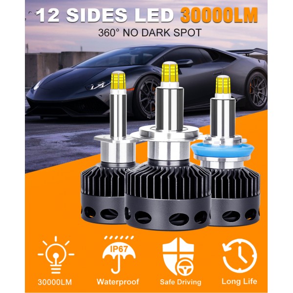 3D lamp 30000LM CSP H11 H7 Led 360 Degree  Car Headlights Bulbs H8 H1 HB3 HB4 9005 9006