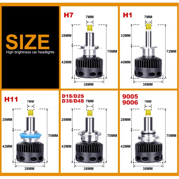 3D lamp 30000LM CSP H11 H7 Led 360 Degree  Car Headlights Bulbs H8 H1 HB3 HB4 9005 9006