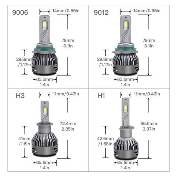 Car Lights LED 65W 16000LM H7 H4 H11 LED Lamp for Headlight Bulbs H1 H8 H9 9005 9006 Turbo H7 LED Bulb 12V 24V truck/van