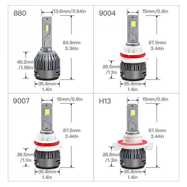 Car Lights LED 65W 16000LM H7 H4 H11 LED Lamp for Headlight Bulbs H1 H8 H9 9005 9006 Turbo H7 LED Bulb 12V 24V truck/van