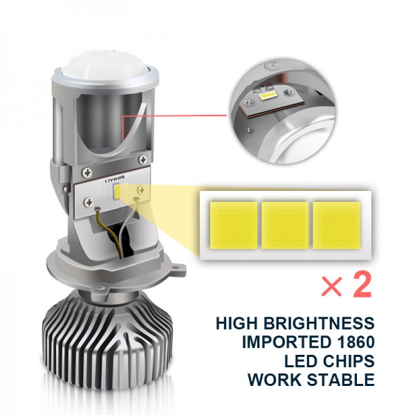 h4 led lens 12V 72W 8000LM 5500k h19 lenses projector high/dipped beam light bulb auto led lamps Car Headlight Bulbs LED