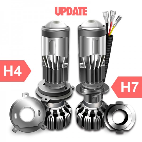 auto mini H4 H7 led lens headlight bulbs projetor head lamp dipped beam high beam ice lamp for auto 55w 5500k white light