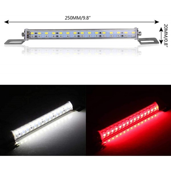 12V 30-SMD Dual Color White Red Universal  LED License Plate Light Bar Brake Rear Fog Lamp