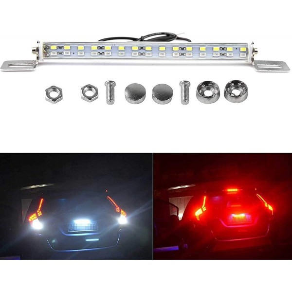 12V 30-SMD Dual Color White Red Universal  LED License Plate Light Bar Brake Rear Fog Lamp