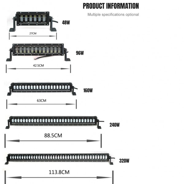 truck car offroad top auto waterproof outdoor 48w 96w 160w 240w 320w led light bar
