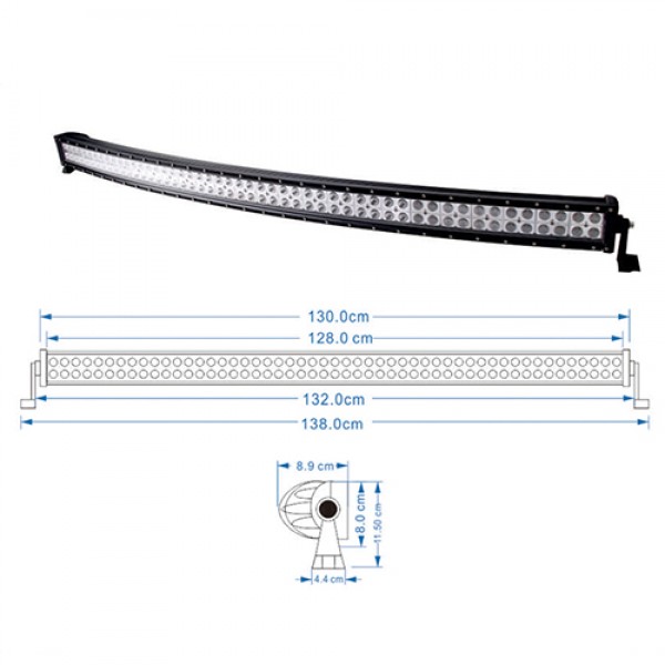 300W 52 inch Curved Double-Row LED Light Bar