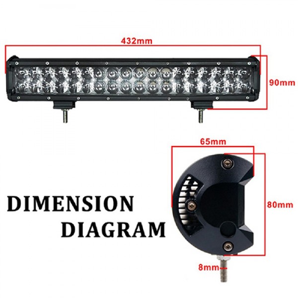 108W  17inch Straight Double-Row LED Light Bar with 4D Lens