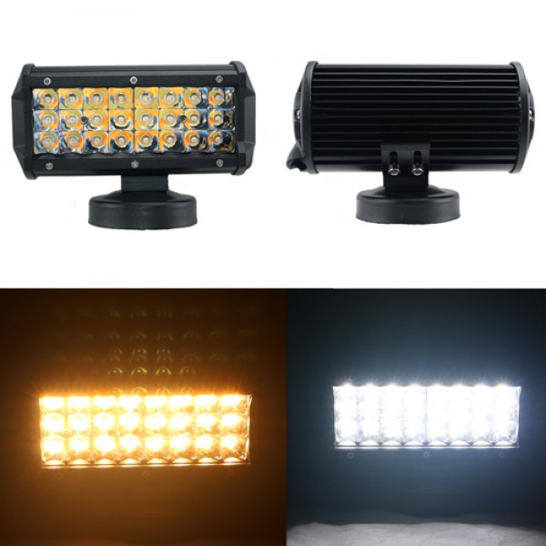 72W Spot 7 inch Multi-functional Dual-Colour LED Strobe Light Bar 