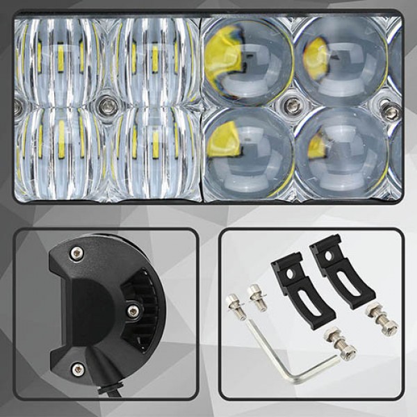 90W 14 inch Straight Double-Row LED Light Bar with 5D Lens