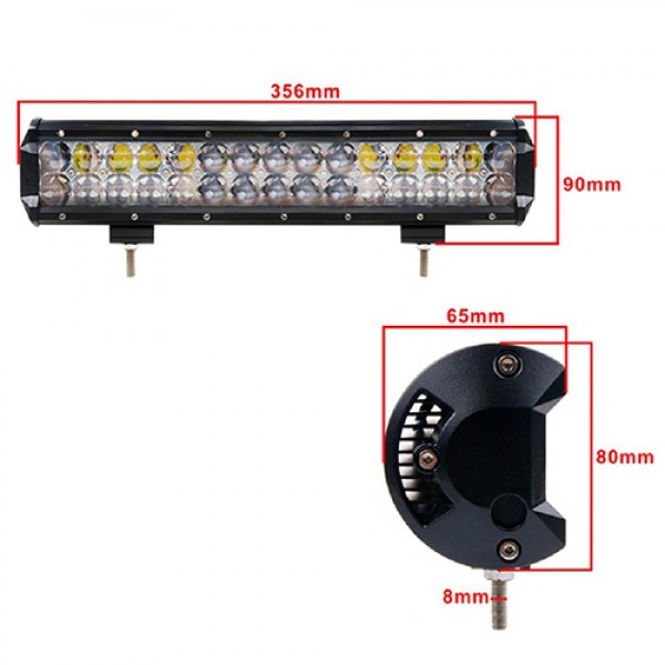 90W 14 inch Straight Double-Row LED Light Bar with 5D Lens