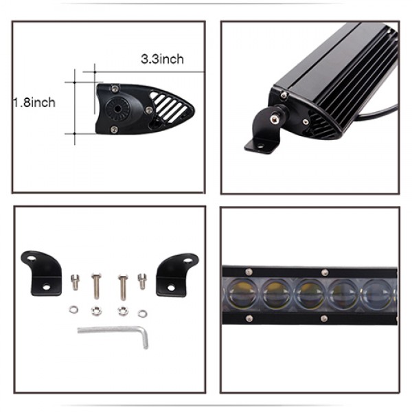 30W 8Inch Slim-Size Straight Single-Row LED Light Bars with 4D lens